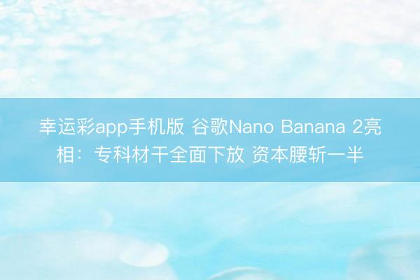 幸运彩app手机版 谷歌Nano Banana 2亮相：专科材干全面下放 资本腰斩一半